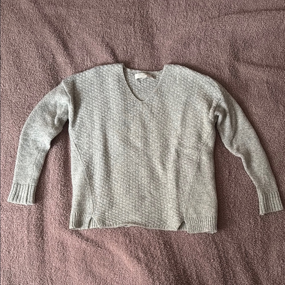 LOFT Gray Knit Wool Sweater